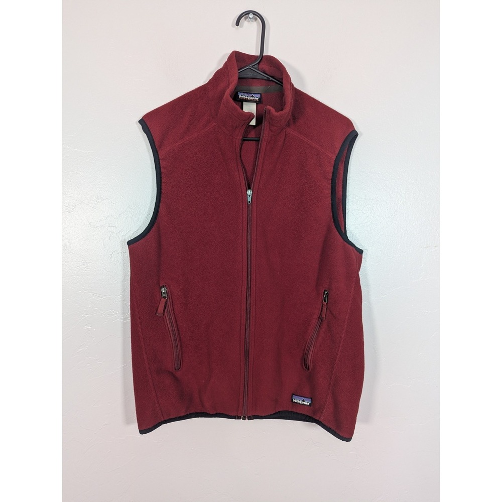 Vintage Patagonia Fleece Vest Mens M Red Full Zip‎ Hiking Outdoor USA Made 90s